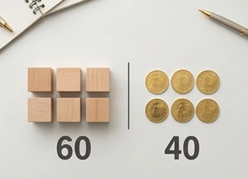 Biểu đồ phân bổ 60 phần trăm vốn kinh doanh và 40 phần trăm quỹ dự phòng rủi ro