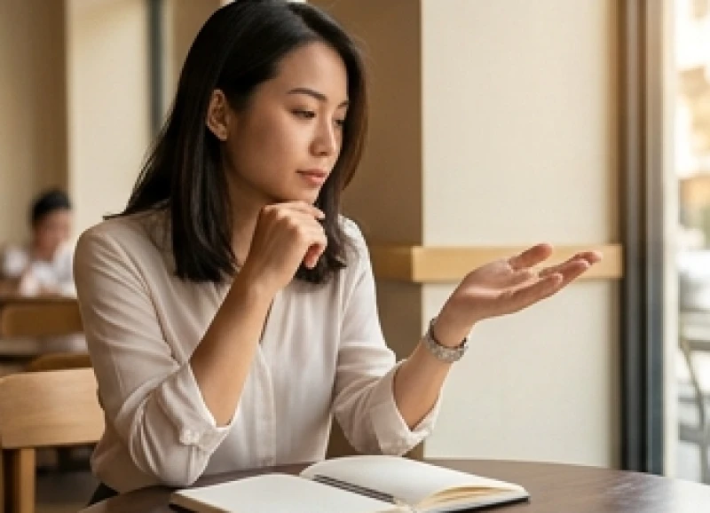 Phụ nữ hiện đại quan sát và phân tích đường học vấn trên tay để định hướng công việc