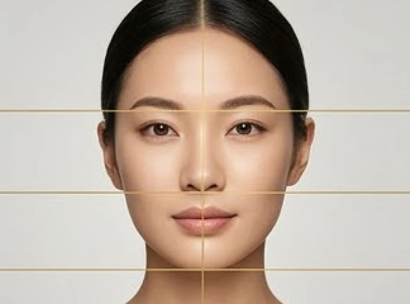 Sơ đồ chia khuôn mặt con người thành ba phần bằng nhau đại diện cho các giai đoạn tuổi tác trong một đời người