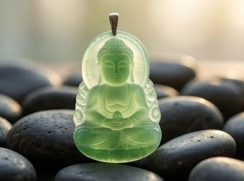 Mặt dây chuyền Phật bằng ngọc bích xanh lá cây sẫm phát ra ánh sáng trong trẻo