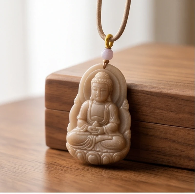 Mặt dây chuyền Phật Như Lai Đại Nhật chế tác từ đá tự nhiên nguyên khối bảo hộ cho người tuổi Mùi