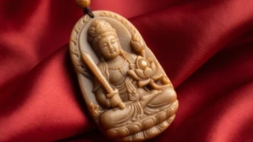 Mặt dây chuyền phật bản mệnh tuổi sửu Hư Không Tạng Bồ Tát chạm khắc từ đá tự nhiên