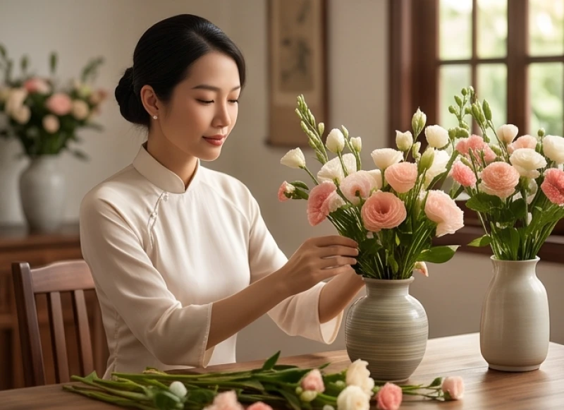 Tử vi trọn đời tuổi Giáp Tuất 1994 nữ mạng: Lộ trình & đại kỵ 8 Cô gái đang tham gia lớp học cắm hoa nghệ thuật để trau dồi kỹ năng mềm