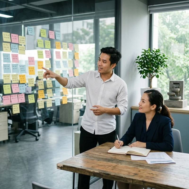 Tuổi Sửu hợp làm ăn với tuổi nào: định hướng đối tác & phân vai 9 Đội ngũ nhân sự sáng tạo thảo luận ý tưởng truyền thông lan truyền trong không gian làm việc năng động
