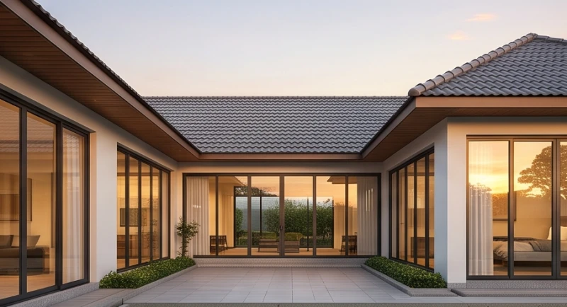 Ngôi nhà vườn hiện đại có thiết kế mái ngói truyền thống được tối ưu hóa theo chu kỳ phong thủy