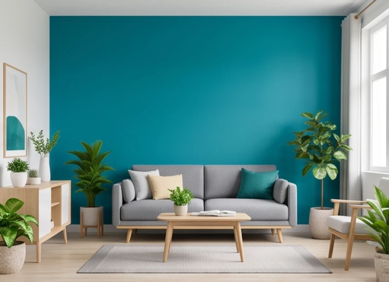 Phòng khách hiện đại áp dụng màu sơn tương sinh giúp mang lại vượng khí cho gia chủ
