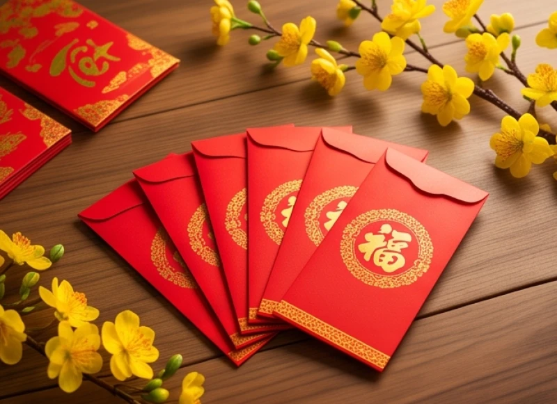 Mơ thấy chúc Tết: Giải mã chi tiết điềm báo và con số tài lộc 1 Những chiếc phong bao lì xì đỏ rực rỡ mang ý nghĩa chúc Tết và cầu mong tài lộc đầu năm