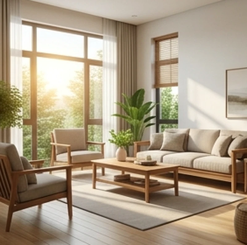 Phòng khách ngập tràn ánh sáng tự nhiên được bố trí quay về hướng Sinh Khí giúp thu hút tài lộc