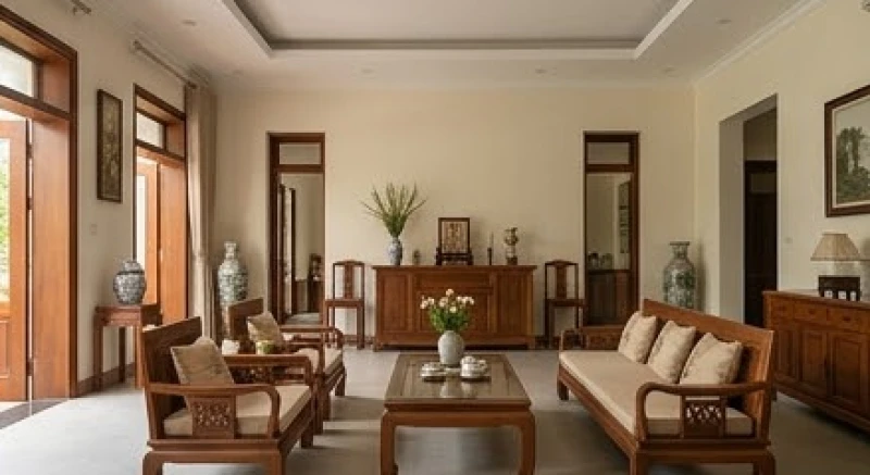 Đinh Hợi 1947 hợp hướng nào: Hướng nhà, bàn thờ và mẹo hóa giải 2 Không gian phòng khách bằng gỗ sang trọng ngập tràn ánh sáng sinh khí