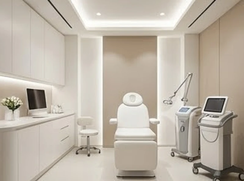 Không gian phòng khám da liễu đạt chuẩn y khoa với trang thiết bị laser hiện đại và vô trùng