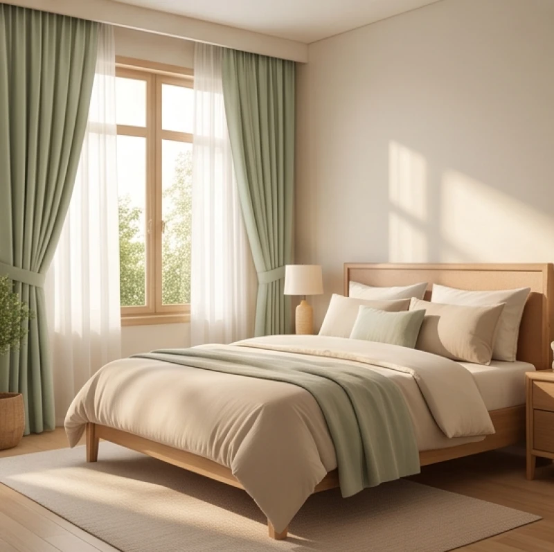 Tứ hành xung tuổi Tý: Mức độ kỵ và cách hóa giải theo nạp âm 10 Không gian phòng ngủ êm ái với tông màu be chủ đạo và rèm cửa màu xanh pastel dịu mắt