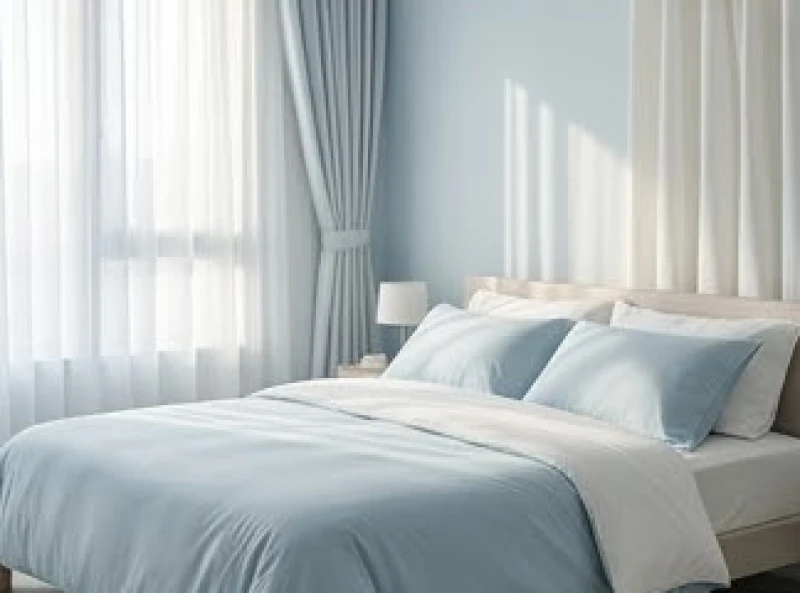 Tứ hành xung tuổi Thìn: Đánh giá mức kỵ và thuật hóa giải 8 Giường ngủ êm ái với ga trải giường màu xanh lam nhạt và rèm cửa trắng tinh khôi