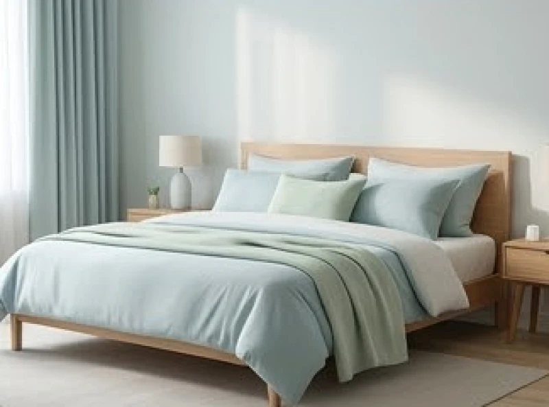 Hướng Ngũ Quỷ là gì: Bảng tra quái mệnh và cách hóa giải từng phòng 8 Giường ngủ được trang bị chăn ga gối màu xanh nhạt tạo cảm giác êm đềm và thanh mát