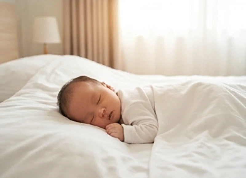 Văn khấn đón mẹ và bé từ viện về: nghi lễ chuẩn và mẹo an toàn 10 Em bé sơ sinh nằm ngủ bình yên trên chiếc giường trải ga nệm thơm tho trong phòng cữ yên tĩnh