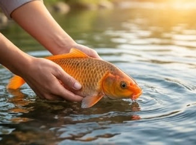 Nhật thực là điềm gì: Giải mã phong thủy, kiêng kỵ và giấc mơ 7 Đôi bàn tay nhẹ nhàng thả những chú cá chép khỏe mạnh xuống dòng nước sông trong vắt