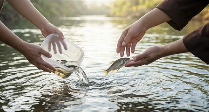 Mơ thấy nhà sư là điềm gì? Giải mã điềm báo & cách hóa giải 6 Đôi bàn tay nhẹ nhàng thả những chú cá nhỏ xuống dòng sông trong vắt dưới ánh nắng mai ấm áp