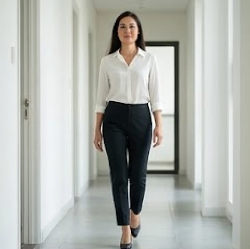 Người phụ nữ bước đi dứt khoát với lồng ngực mở rộng và phong thái tự nhiên thay vì đi rón rén
