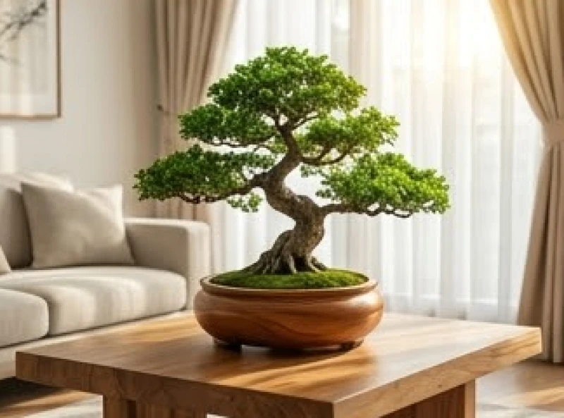 Chậu cây cảnh bằng gỗ nhỏ xinh đặt trong phòng khách giúp cân bằng ngũ hành cho gia đình