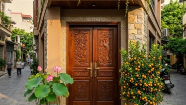 Mẫu cửa chính bằng gỗ tự nhiên đẹp chuẩn phong thủy cửa chính cho người tuổi dậu giúp thu hút vượng khí và tài lộc