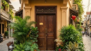 Cửa chính nhà phố bằng gỗ thiết kế theo chuẩn phong thủy cửa chính cho người tuổi tuất
