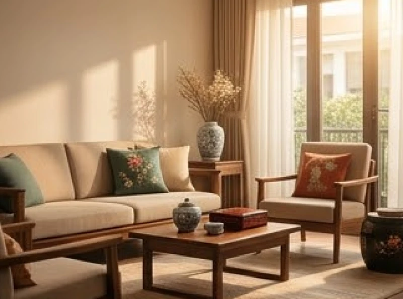 Không gian phòng khách gia đình ấm cúng với năng lượng tích cực mang lại sự êm ấm cho gia đạo
