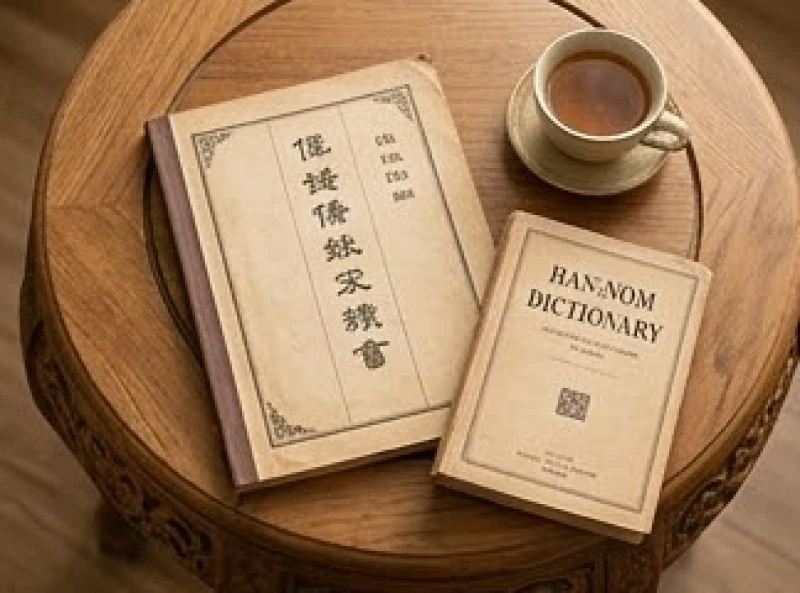 Đặt tên con sinh năm Ất Mùi 2015: Tên hay hợp mệnh và tuổi bố mẹ 3 Gia phả dòng họ và cuốn sách từ điển Hán Việt được đặt trang trọng trên bàn gỗ