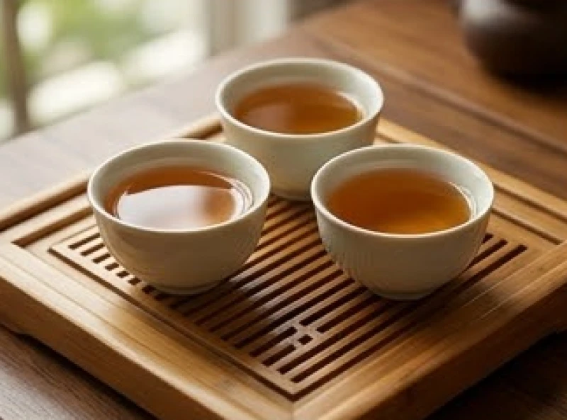 Ba chén trà gốm sứ xếp thành hình tam giác tượng trưng cho sức mạnh cộng hưởng của nhóm tam hợp