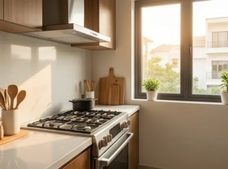 Hướng bếp hợp tuổi Dần: Bảng tra chi tiết Nam Nữ & cách hóa giải 1 Bếp nấu được đặt gọn gàng ở góc bếp đón ánh sáng tự nhiên để xua tan khí xấu