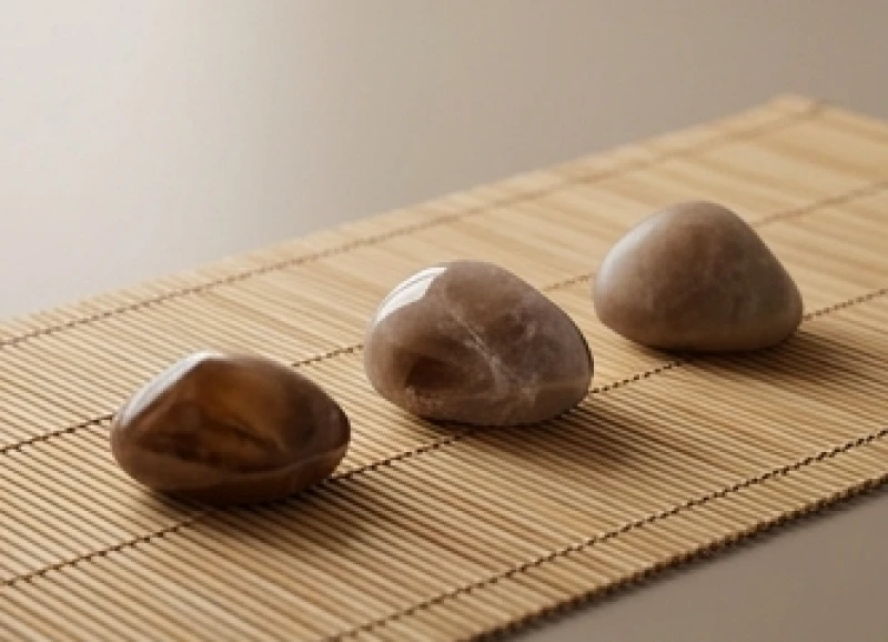 Ba viên đá phong thủy nhiều màu sắc đại diện cho sự cân bằng năng lượng của nhóm tuổi bình hòa