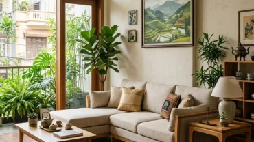 Mẫu thiết kế nội thất ứng dụng chuẩn phong thủy phòng khách cho người tuổi tý với màu sắc hài hòa