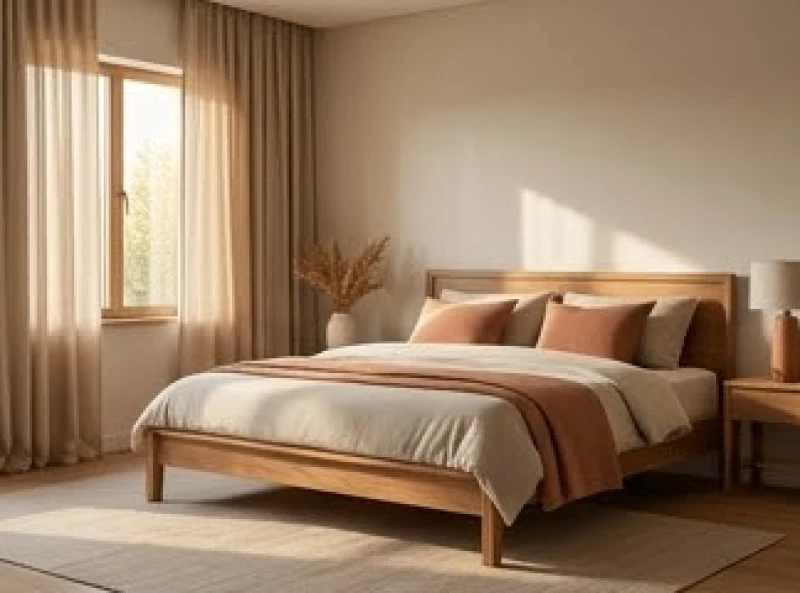 Hướng giường ngủ hợp tuổi Tuất: Quy tắc đo và cách hóa giải 2 Không gian phòng ngủ mang phong cách mộc mạc được sắp xếp hướng giường ngủ chuẩn theo hệ Tây tứ mệnh