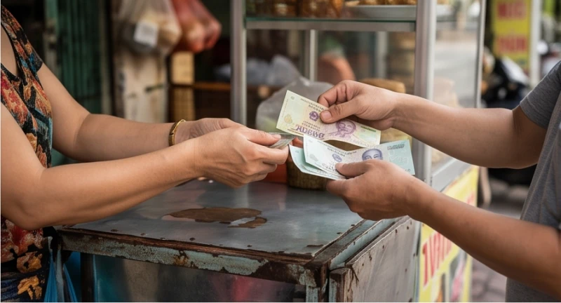Một cửa hàng nhỏ tấp nập khách mua bán tượng trưng cho luồng sinh khí tài lộc hưng vượng