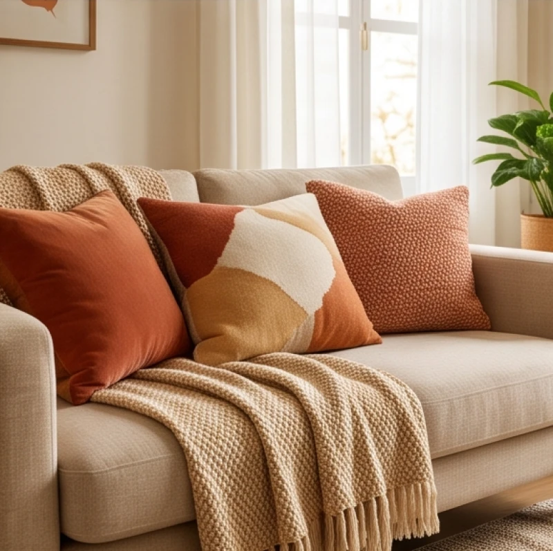 Thay vỏ gối sofa và thảm trải sàn bằng màu sắc tương sinh để thích ứng với phong thủy lưu niên