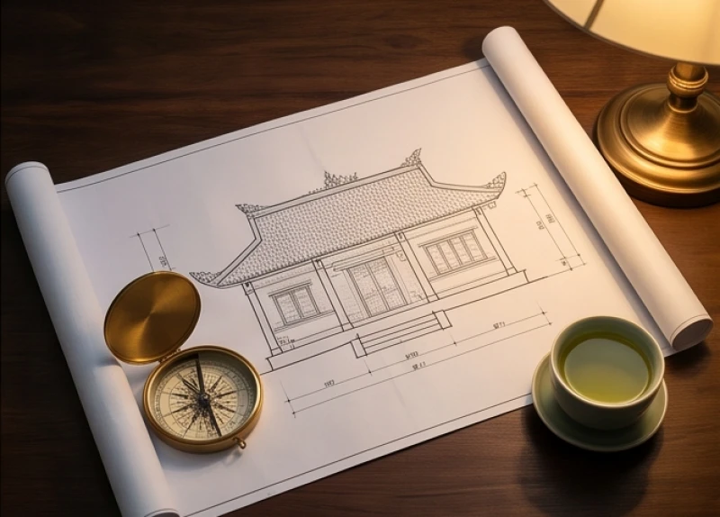 Sao hạn tuổi Tuất năm 2027: Bảng tra tổng hợp và sơ đồ cắm nến 7 Bản vẽ thiết kế ngôi nhà đặt cạnh la bàn phong thủy để chuẩn bị cho việc động thổ