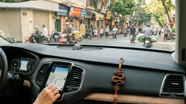 Nội thất ô tô hiện đại với vật phẩm phong thủy xe hơi cho người tuổi dậu