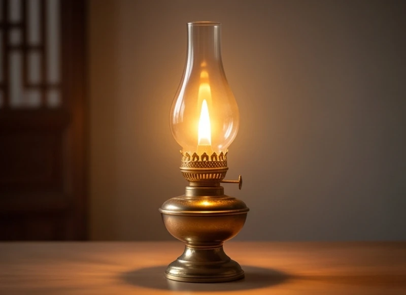 Ngọn lửa đèn dầu rực sáng trong đêm biểu tượng cho nạp âm Phú Đăng Hỏa của tuổi 1964