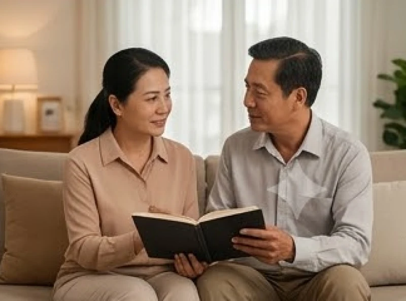 Cha mẹ cùng ngồi thảo luận ôn hòa về các quyết định định hướng tương lai cho con cái