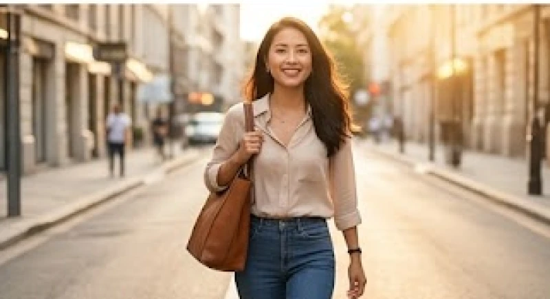 Người phụ nữ độc thân tự tin sải bước trên phố, minh chứng cho bản lĩnh tự quyết định tương lai của chính mình