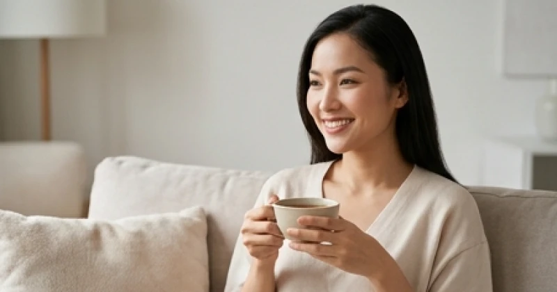 Nốt ruồi ở ngực trái nữ: Ý nghĩa vận mệnh và cách nhận biết bệnh lý 2 Người phụ nữ mỉm cười hạnh phúc tượng trưng cho vận mệnh bình an của nốt ruồi ở ngực trái nữ