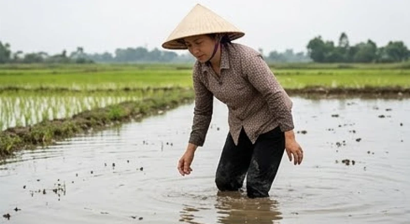 Nằm Mơ Thấy Bắt Cua: Giải Mã Điềm Báo Tốt Xấu & Số May Mắn 5 Người phụ nữ nông dân đang cẩn thận mò mẫm bắt cua dưới ruộng nước thể hiện sự vun vén và quán xuyến gia đình