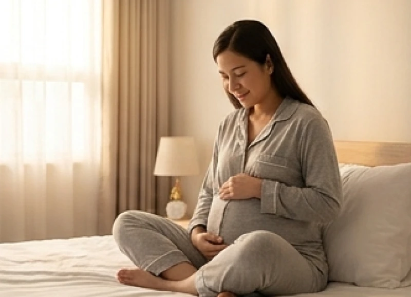 Mơ thấy đẻ ra rắn là điềm gì: Phân tích tâm lý và sổ mơ 6 Người mẹ mang thai xoa bụng mỉm cười thư giãn trên giường ngủ để xua tan những ám ảnh kỳ lạ ban đêm