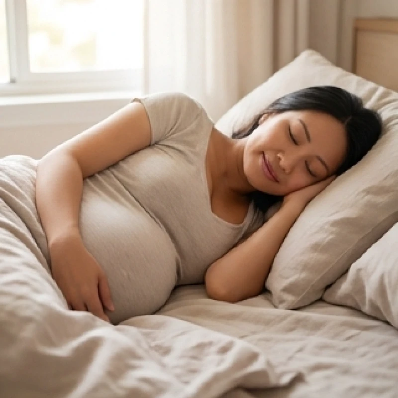 Mơ Thấy Đẻ Em Bé: Giải Mã Điềm Báo Chi Tiết & Sổ Mơ Tài Lộc 4 Người phụ nữ mang thai đang ngủ say sưa trên chiếc giường ấm áp với nụ cười mãn nguyện