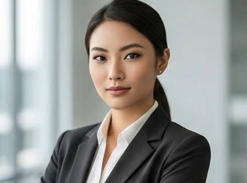 Nữ quản lý với đôi mắt xếch tự tin và bản lĩnh trong môi trường làm việc chuyên nghiệp