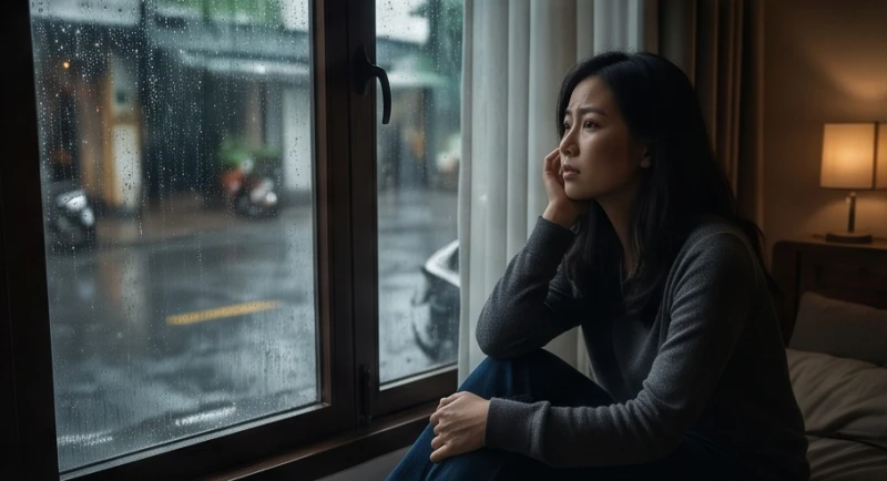 Mơ Thấy Mất Xe Máy: Điềm Báo Tốt Hay Xấu & Sổ Mơ Chuẩn 4 Một người phụ nữ Việt Nam đang ngồi trầm tư suy nghĩ về không gian gia đình của mình