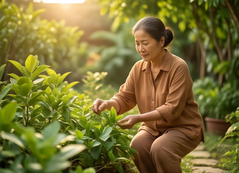 Phụ nữ ngoài 60 tuổi tận hưởng cuộc sống bình an, đại diện cho hậu vận tử vi trọn đời tuổi canh tý 1960 nữ mạng