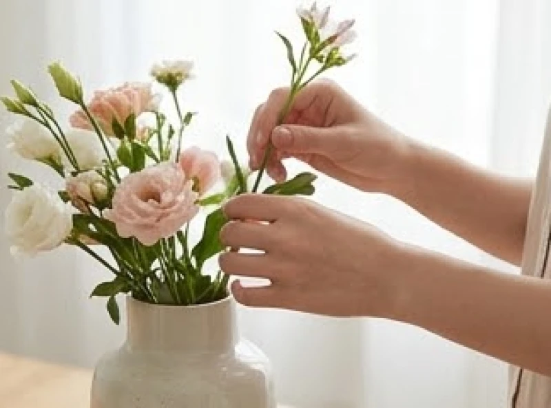 Tướng bàn tay nhỏ: Cách đo chuẩn cm và luận vận mệnh Nam Nữ 7 Đôi bàn tay nhỏ nhắn của phụ nữ đang nhẹ nhàng cắm hoa thể hiện bản tính khéo léo và tinh tế