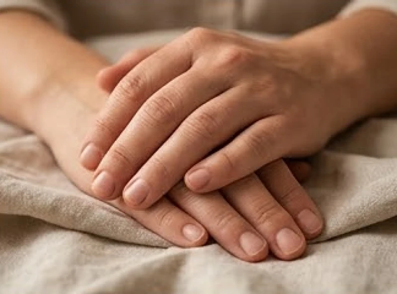 Bàn tay phụ nữ có phần thịt dày dặn và các ngón tay tròn lẳn lồng vào nhau một cách tự nhiên