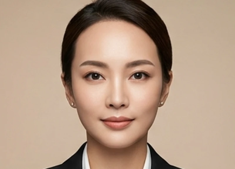 Chân dung nữ giới có tướng trán dô mang nét đẹp thanh lịch, ánh mắt kiên định và phong thái làm việc chuyên nghiệp
