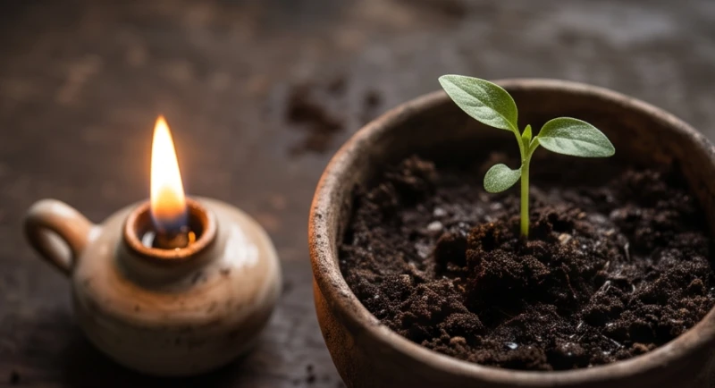 Hai ngọn lửa nhỏ ấm áp tượng trưng cho năng lượng sinh trưởng của tuổi Giáp Thìn và Ất Tỵ mệnh Phúc Đăng Hỏa