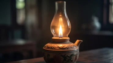 Ngọn lửa đèn dầu truyền thống tỏa sáng trong đêm đại diện cho mệnh Phúc Đăng Hỏa mang lại sự ấm áp và bình an